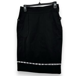 Zac Posen Black eyelet Trim Pencil Skirt Size 6 Knee Length straight Fitted Work